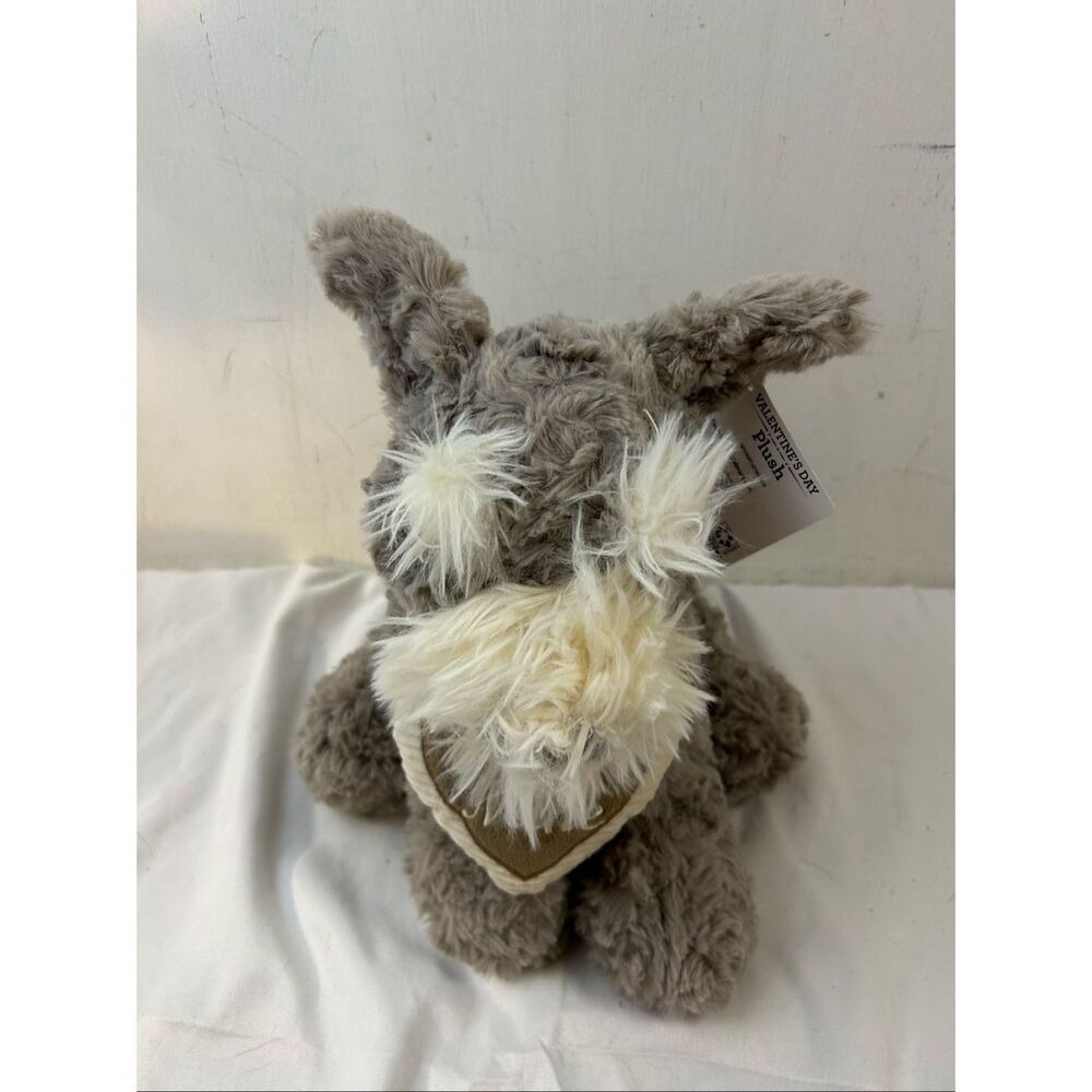 Way‎ to Celebrate Valentine Schnauzer Dog Plush Grey Be Mine Heart Puppy 10in